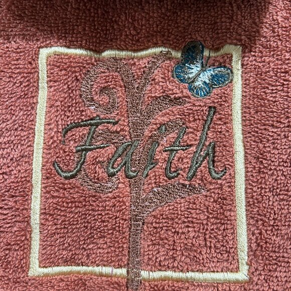 3 Towels Saturday Knight Cotton Love Faith Peace Auburn Butterflies Embroidered - Picture 5 of 14